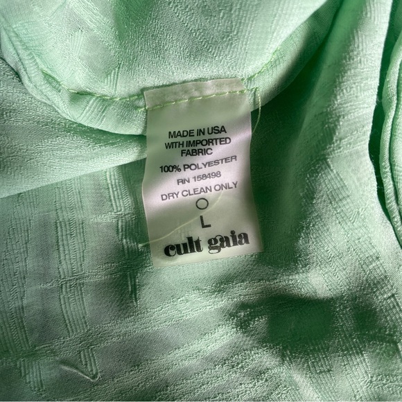 Cult Gaia- Theia Cutout Backless Maxi Dress Green Textured Size Large Vacation - Picture 16 of 16